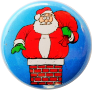Button Weihnachtsmann im Kamin